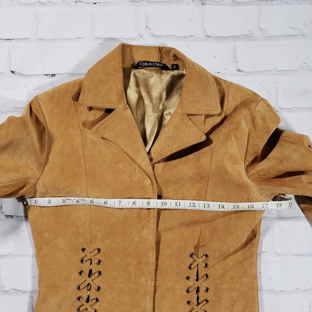 Cyle & Chloe Leather Jacket Lace Up Back Size Small - Picture 10 of 10